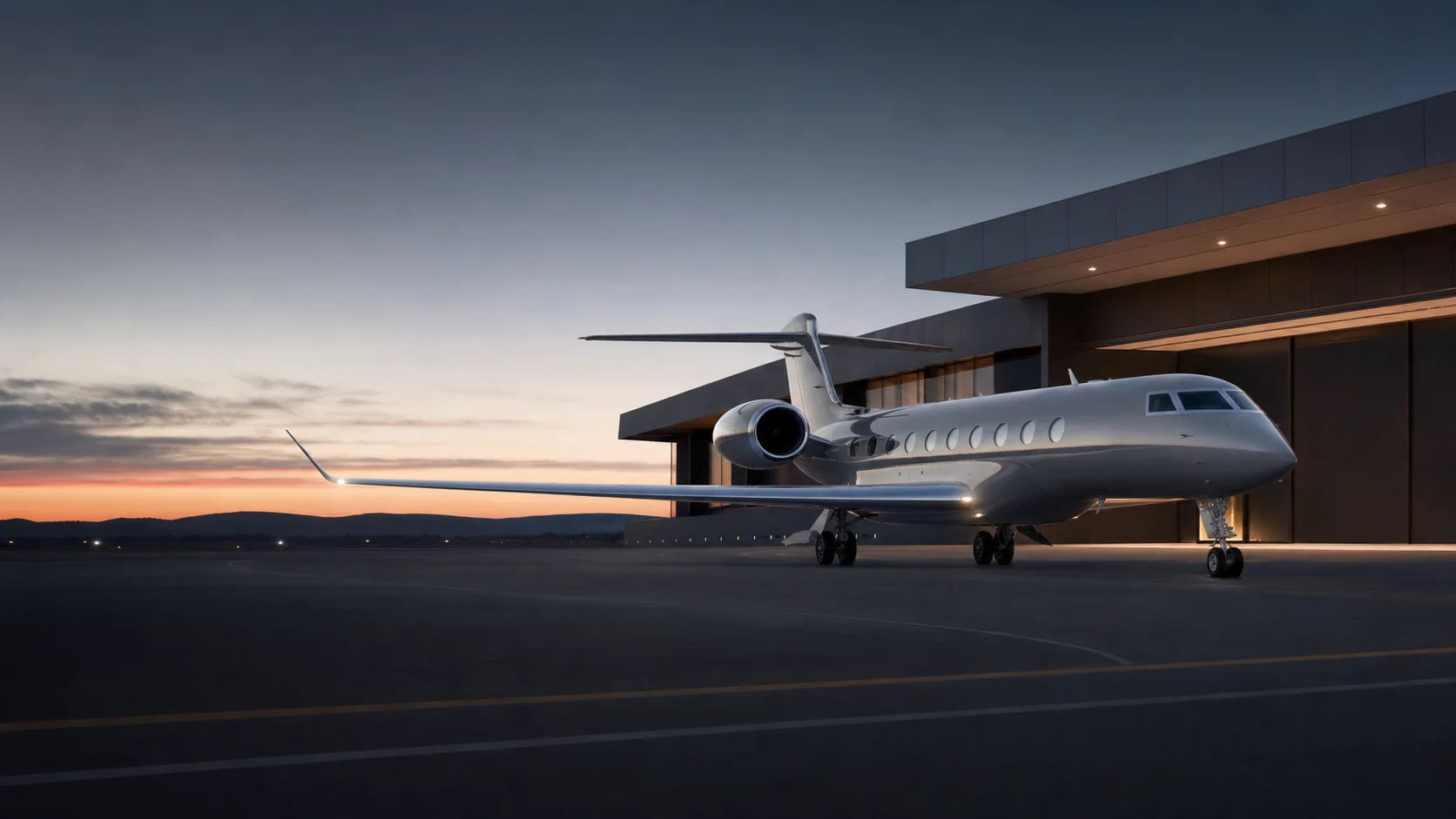 Private aircraft at dawn